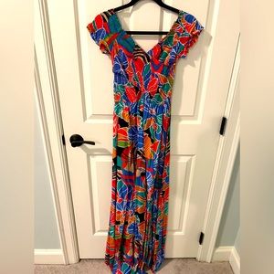Multi-color maxi- smocked top- bump friendly- wore once!
